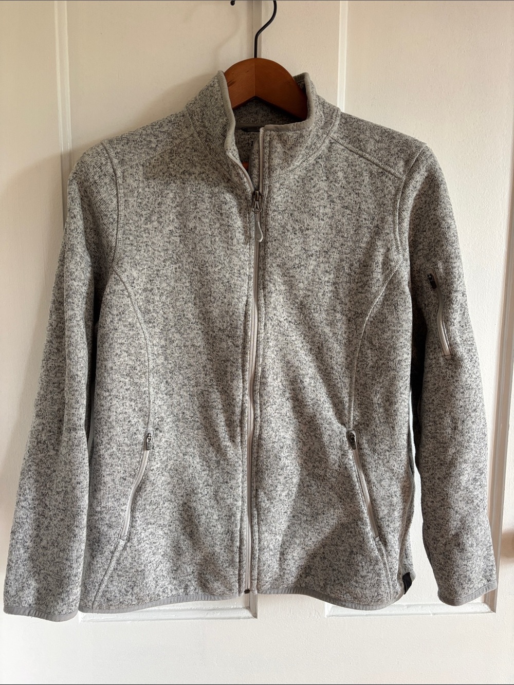 L.L. Bean Light Gray Heathered Full-Zip Sweater Jacket